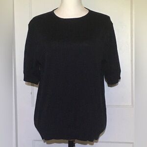GAP Black Short Sleeve Cotton Crewneck Knit Top